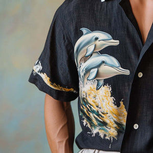 Men's Environmentalist Dolphin Print Short Sleeve Shirt