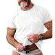 Men's Rainbow Stripe Patchwork Round Neck Short Sleeve T-Shirt