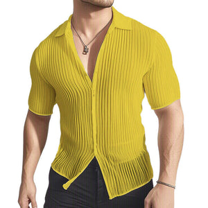 Men's Summer Lightweight Textured Slim-Fit Short-Sleeved Shirt