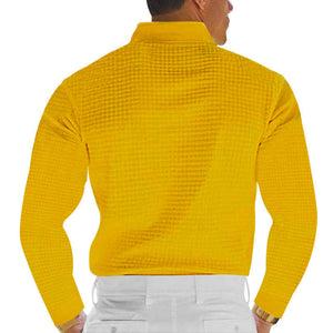 Men's Casual Waffle Long Sleeve POLO Shirt