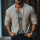 Men's Waffle Single Breasted Long Sleeve Shirt
