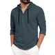 Men's Casual Solid Button Hooded Long Sleeve Shirt