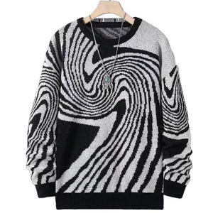 Men's Jacquard Crew Neck Knitted Sweater