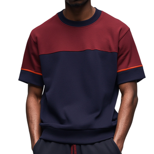 Men's Retro Casual Colorblock Round Neck Short Sleeve T-Shirt