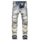 Men's Punk Patchwork Ripped Stretch Jeans
