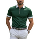 Men's Fashion Casual Contrast Color Zipper Golf Short Sleeve POLO Shirt