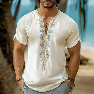 Men's Summer Comfortable V-Neck Fresh Printed T-Shirt
