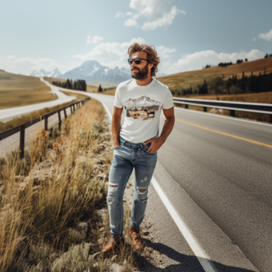 Men's Casual Yellowstone Park Series Printed Cotton Short Sleeve T-Shirt