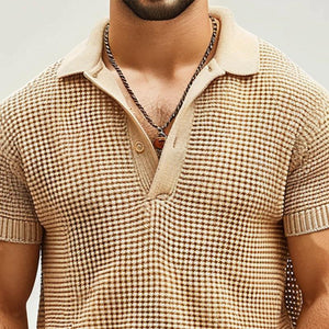Men's Solid Color Short-sleeved Casual Knitted POLO Shirt