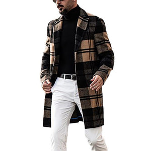 Men's Vintage Plaid Mid-length Coat