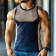 Men's Sportswear Solid Color Mesh Colorblock Round Neck Tank Top
