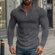 Men's Half-zip Small Square Stand Collar Long Sleeve T-shirt