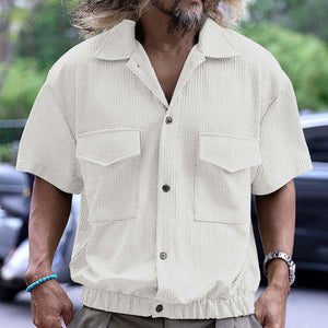 Men's Solid Waffle Short Sleeve Shirt