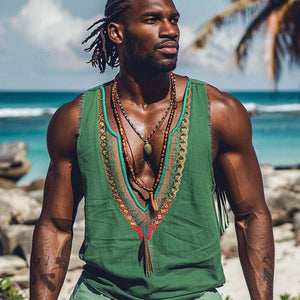 Men's Casual Vintage Embroidered Tank Tops