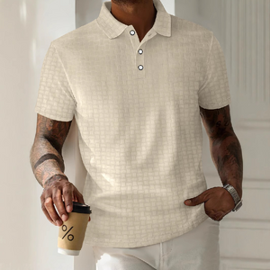 Men's Textured Striped Short-Sleeved POLO Shirt
