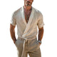 Men's Retro Solid Color Round Neck Raw Edge Short Sleeve T-Shirt
