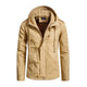 Men's Casual Washed Cotton Patchwork Hooded Slim Fit Cargo Jacket