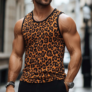 Men's Skin-friendly Breathable V-neck Retro Leopard Print Tank ToP