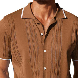Men's Knitted Single-Breasted Short-Sleeved Polo Shirt