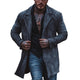 Men's Solid Color Suede Lapel Mid-Length Windbreaker Trench Coat