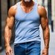 Men's Sky Blue Simple Slim Fit Tank Top