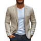 Men's Spring New Casual Lace Splicing Pockets Slim Fit Cotton And Linen Blazer