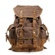 Men's Vintage Outdoor Canvas Stitching Leather Multi-Pocket Backpack