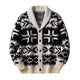Men's Christmas Jacquard Thick Lapel Single Breasted Knitted Cardigan