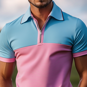 Men's Classic Casual Contrast Color Stitching Golf Short Sleeve POLO Shirt