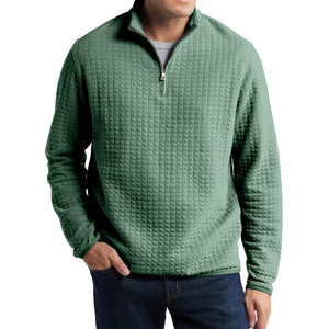 Men's Casual Solid Color Plaid Jacquard Loose Pullover Sweatshirt