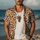 Men's Summer Fashion Giraffe Texture Print Casual Short Sleeve Shirt