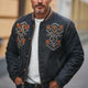 Men's Vintage Western Denim Distressed Embroidered Button Up Jacket