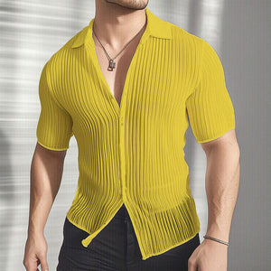 Men's Summer Lightweight Textured Slim-Fit Short-Sleeved Shirt