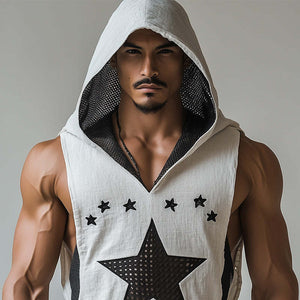 Men's Fashion Fishnet Hooded Tank Top