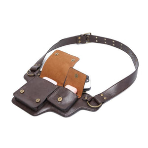 Men's Outdoor Sports Zipper Adjustable Leather Waist Bag