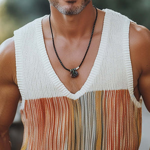 Men's Summer Fashion Casual V-neck Knitted Tank Top