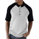 Men's Casual Contrast Color Pitted Henley Collar Loose Short Sleeve T-Shirt