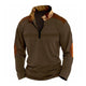 Men's Colorblock Zipper Stand Collar Long Sleeve Casual Sweatshirt
