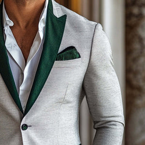 Men's Cotton And Linen Contrast Velvet Blazer