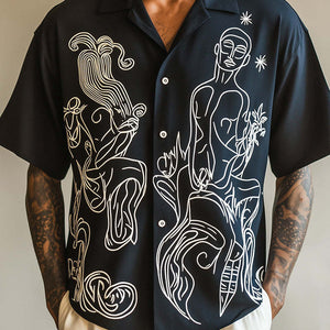 Men's Picasso Abstract Print Short Sleeve Shirt