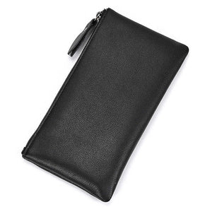 Men's Vintage Crazy Horse Leather Large Capacity Zip Long Wallet