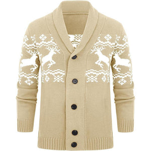 Men's Elk Jacquard Knit Cardigan Jacket