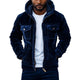 Men's Vintage Velvet Multi-Pocket Zipper Slim Fit Hooded Jacket