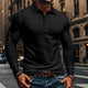 Men's Casual Elastic Long Sleeve POLO Shirt
