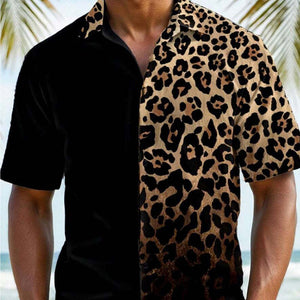 Men's Leopard Print Short Sleeve Shirt