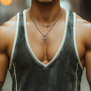 Men's Summer Fashion Personality Leisure Deep V-neck Stitching Suede Tank Top