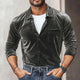 Men's Velvet Lapel Long Sleeve Shirt