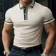 Men's Summer Comfortable Light Khaki Polo Neck Short Sleeve T-Shirt