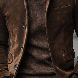 Men's Vintage Stand Collar Suede Slim Short Blazer