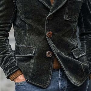 Men's Solid Velvet Single Breasted Blazer